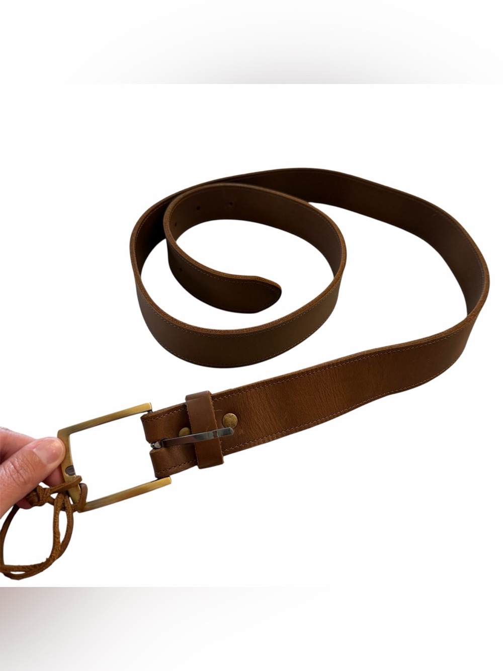 Nisolo Men’s Owen Brown Leather Belt with Gold Buckle Sz XL NWT